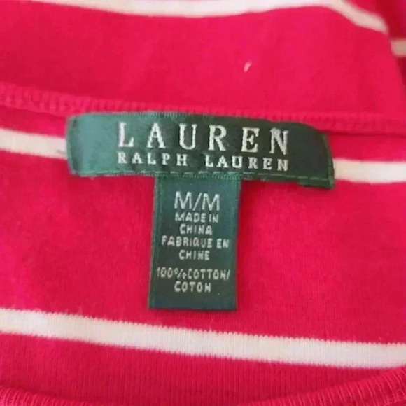 Ralph Lauren Red & White Striped Knit Short Sleeve Sheath Shirt Dress - Picture 5 of 6